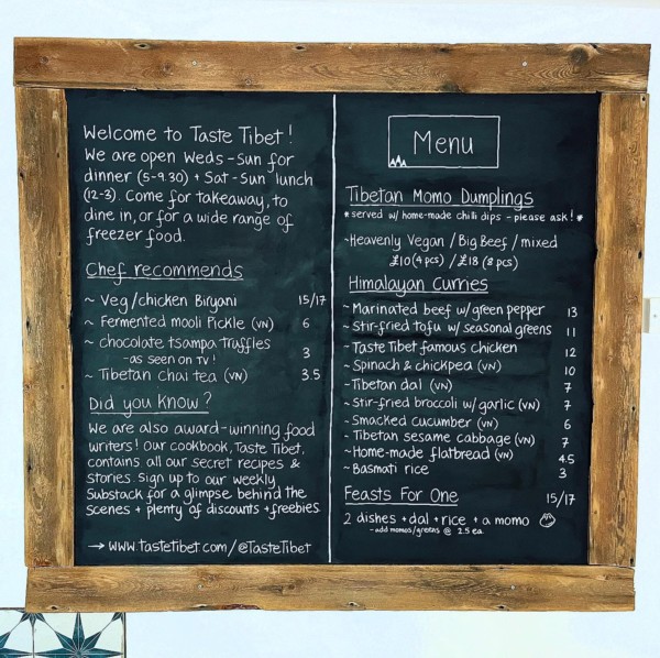 Oxford we are BAAAAACK! So flippin’ excited to be propped up on the counter again painting this beautiful board (one day I’ll get Yeshi to capture me performing the gymnastic moves required to get up here, I’m not kidding 🤸🏻).We are all go from 5pm this evening, and this momolicious menu will run right through until Sunday night. You’ll have to come and see us! We are not running deliveries this month while we find our feet again, so it’s dine in or take out only so that we make sure we see your beautiful faces 👀

⚠️ A heads up that we are extremely thin on freezer food on this first day back. Hoping to fill the shelves up a little from tomorrow so please do keep checking in. 

Cannot wait to see you 🥳

.

.

momotime momomoments momosforthemasses oxfordfood oxfordrestaurants indieoxford independentoxford tibetanfood tibetanrestaurant