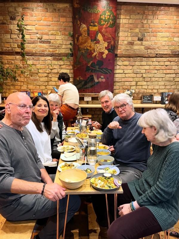 So enjoyed meeting this tableful of beautiful people last night at the restaurant. Thank you to Robin (centre right) for filling the room with your friends. Robin used to sell baked goods at the market in Gloucester Green, where in the early years Taste Tibet did many years momo service in the rain, wind and snow. In the days before Yeshi could drive himself from A to B (unbelievably there were many), Robin saved our bacon many times, helping to load gas, pots and all the other essentials of our stall into his own van at the end of the day. His delicious bread fed our kids for the week. We missed him so much when he retired, but we’ve met many times over the years since. This amazing human has guided us around Stonehenge, and we’re planning a trip to Avebury soon. Life is beautiful. Thank you x.

.

marketlife oxford oxfordmarket oxfordoutdoormarket oxfordrestaurants oxfordfood tibetanfood tibetanrestaurant